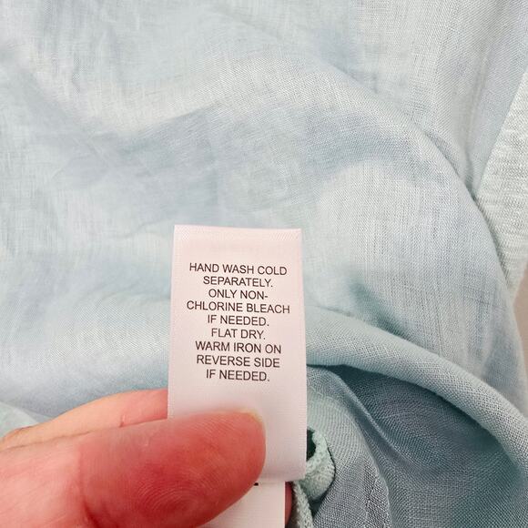 J Jill Linen Tee Blue Green Short Sleeve NWT Love Linen Size L Petite - Picture 5 of 7